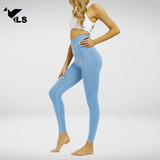 Legging en Nylon Brillant Bleu