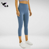 Collant pour Femme en Nylon pour le Yoga 3/4 Bleu Utkatâsana