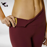 Legging yoga 3/4 bordeaux zoom hanche 600x600px